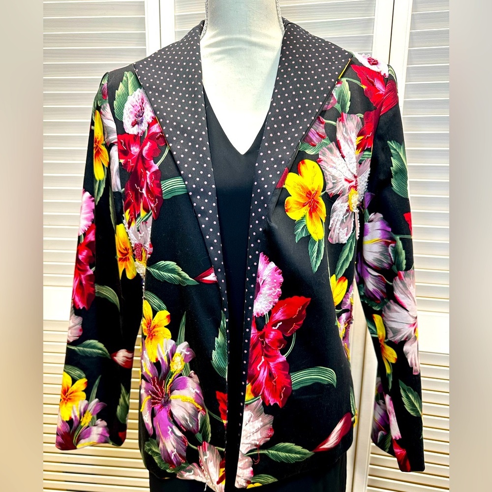 Floral Women's Jacket with Black Base